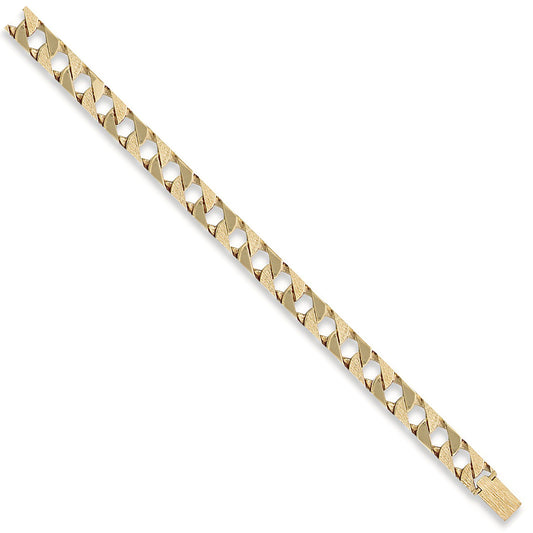 Yellow Gold 12mm Plain & Bark Casted Curb Bracelet