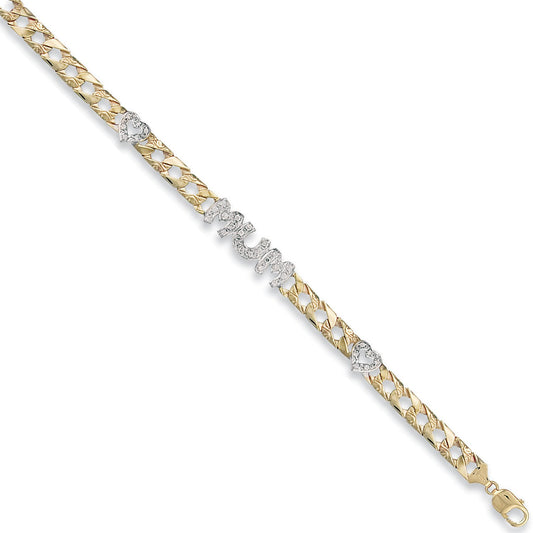 Yellow Gold Cubic Zirconia Mum & Heart Bracelet