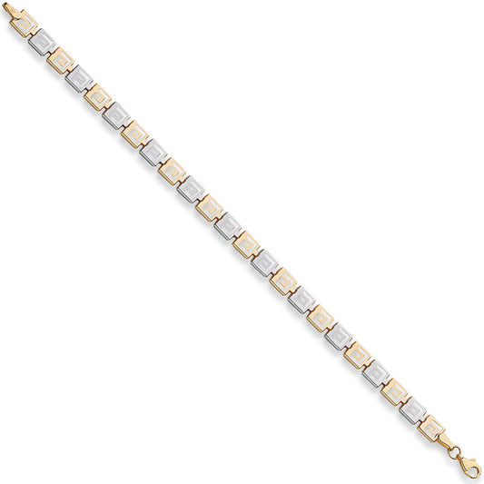 White & Yellow Gold 6mm Greek Key Bracelet