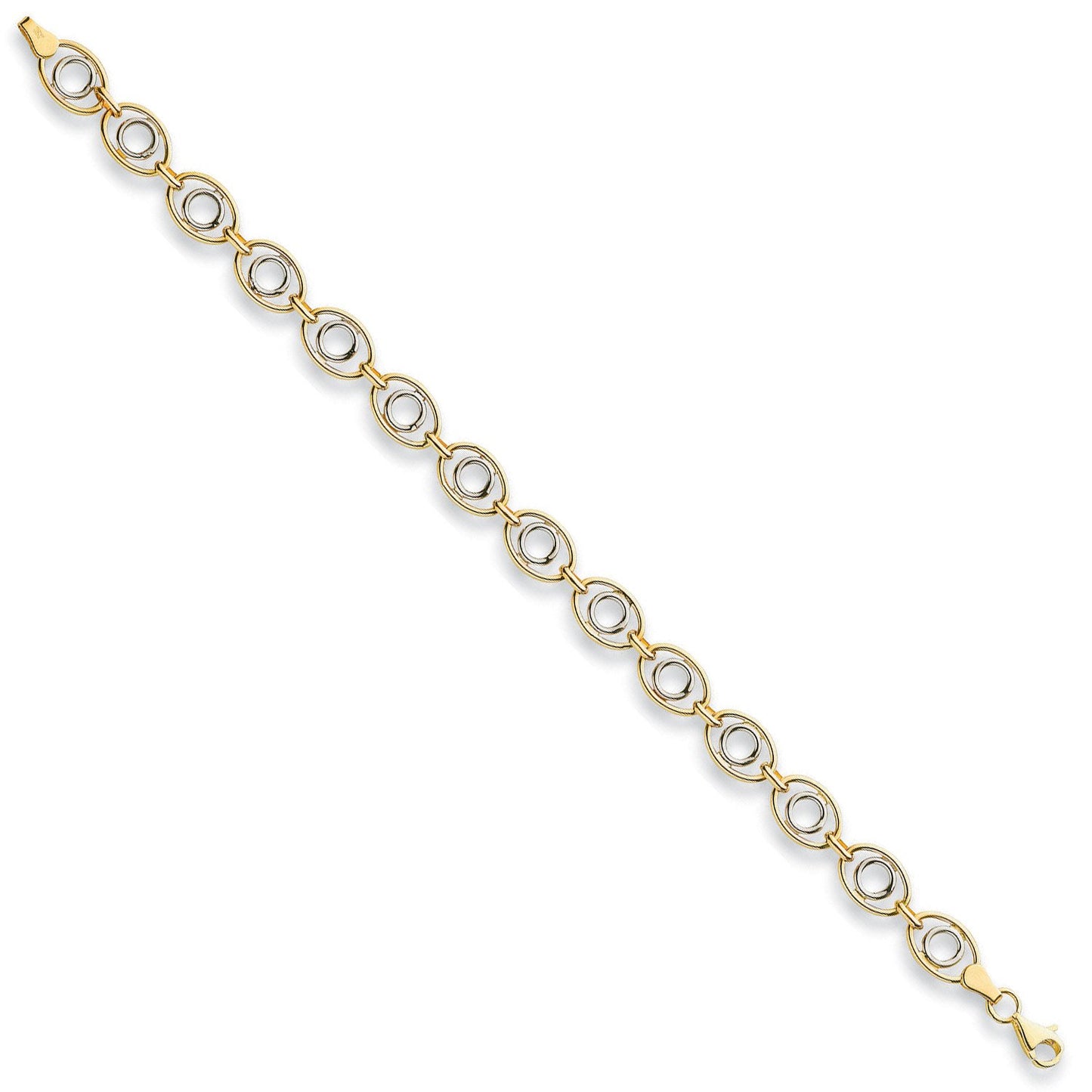 White & Yellow Gold 8mm Fancy Oval Linked Bracelet