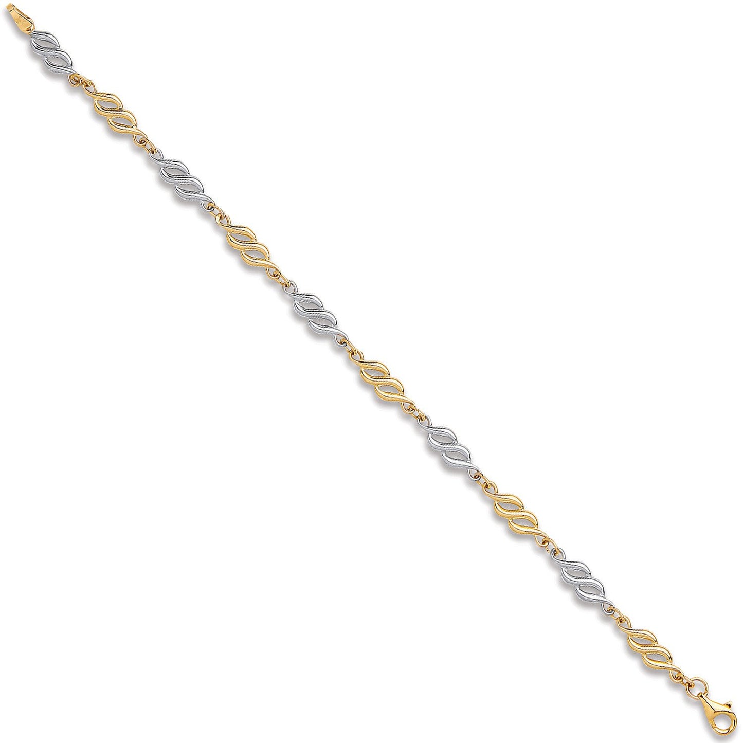 White & Yellow Gold Fancy Hollow Link Bracelet
