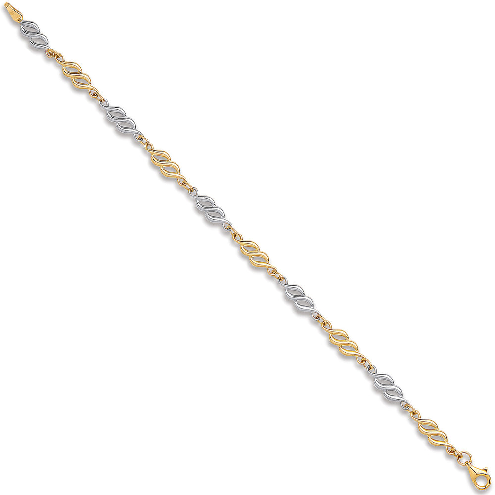 White & Yellow Gold Fancy Hollow Link Bracelet – product view