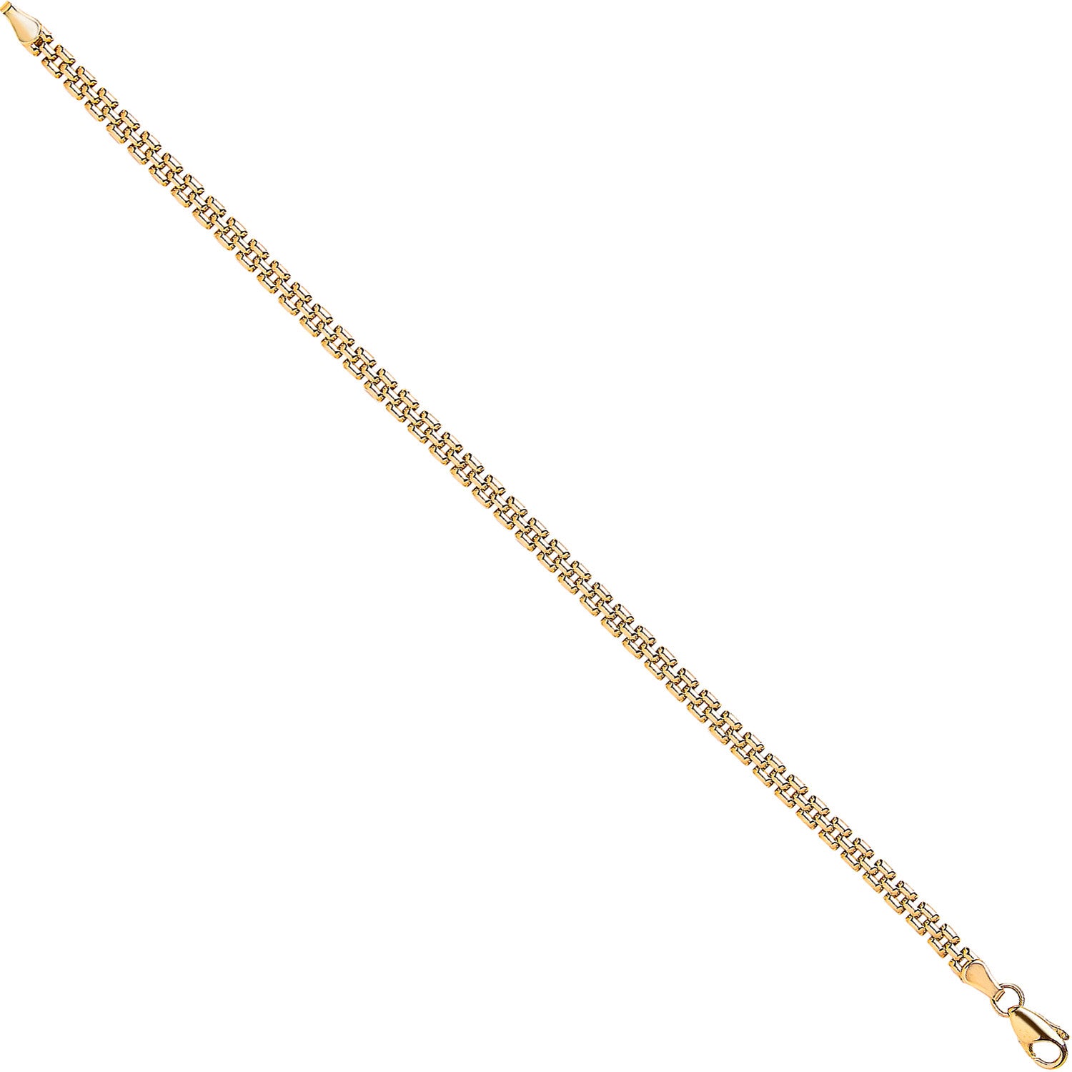 Yellow Gold 3.7mm Panther Link Ladies Bracelet