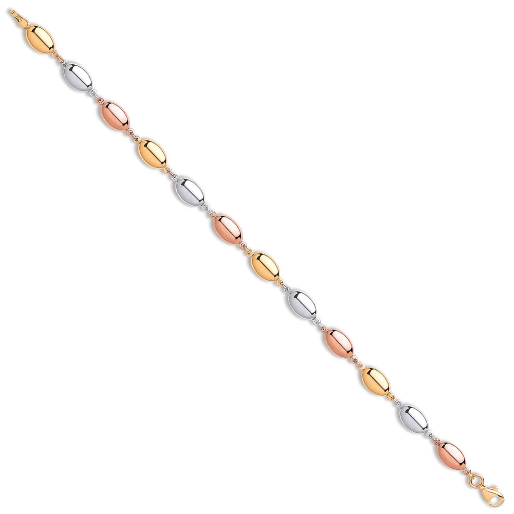 Yellow White & Rose Gold Oval Bead Ladies Bracelet