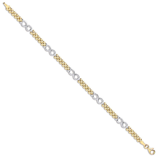 Yellow & White Gold Eternity Fancy Link Ladies Bracelet