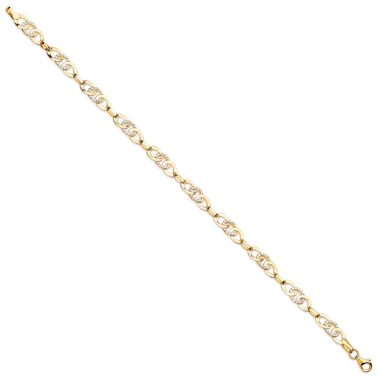 Yellow Gold Cubic Zirconia Entwined Links Bracelet