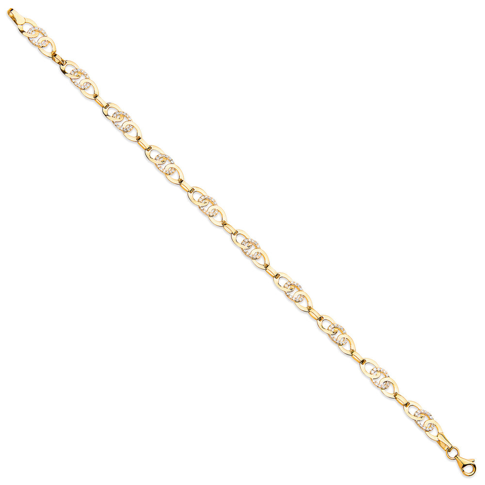 Yellow Gold Cubic Zirconia Entwined Links Bracelet – product view