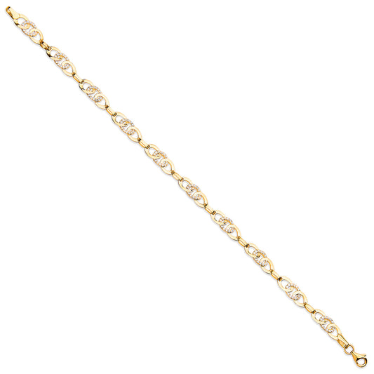 Yellow Gold Cubic Zirconia Entwined Links Bracelet