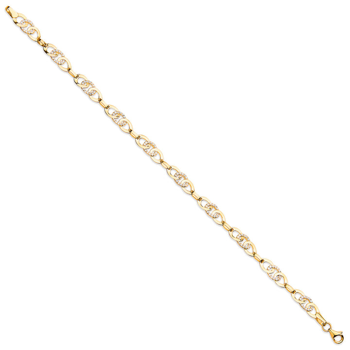 Yellow Gold Cubic Zirconia Entwined Links Bracelet