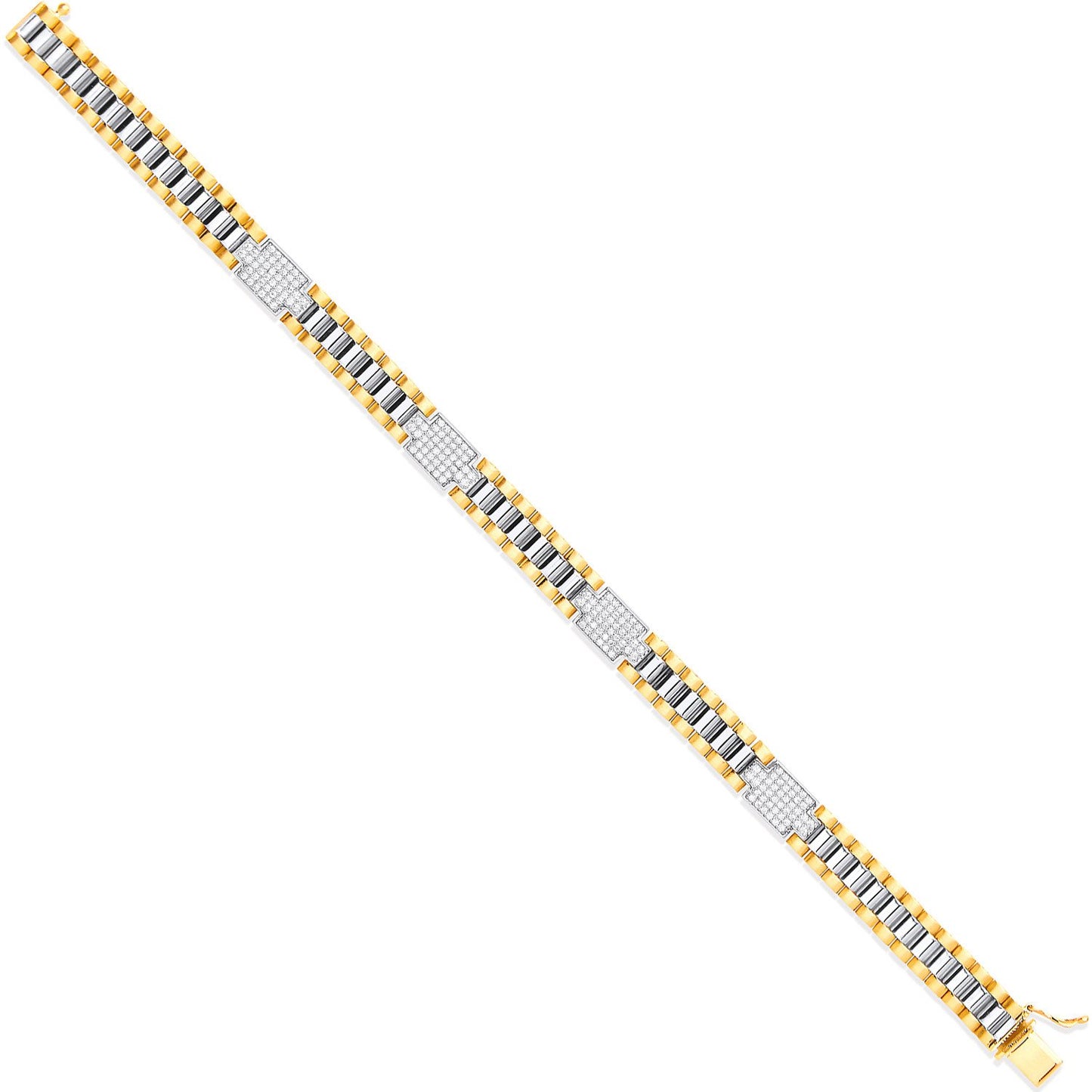 Yellow/white/gold8mm Fancy Link Cubic Zirconia Baby/lds/gnts Bracelet