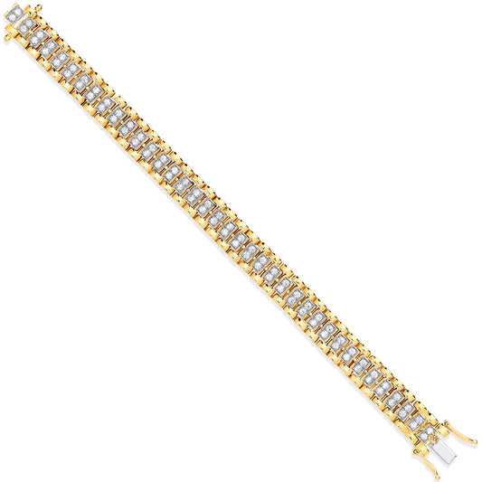 Yellow Gold Fancy Link Cubic Zirconia Child/Ladies Bracelet