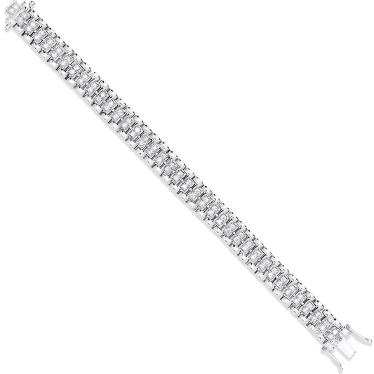 White Gold Fancy Link Cubic Zirconia Child/ladies Bracelet
