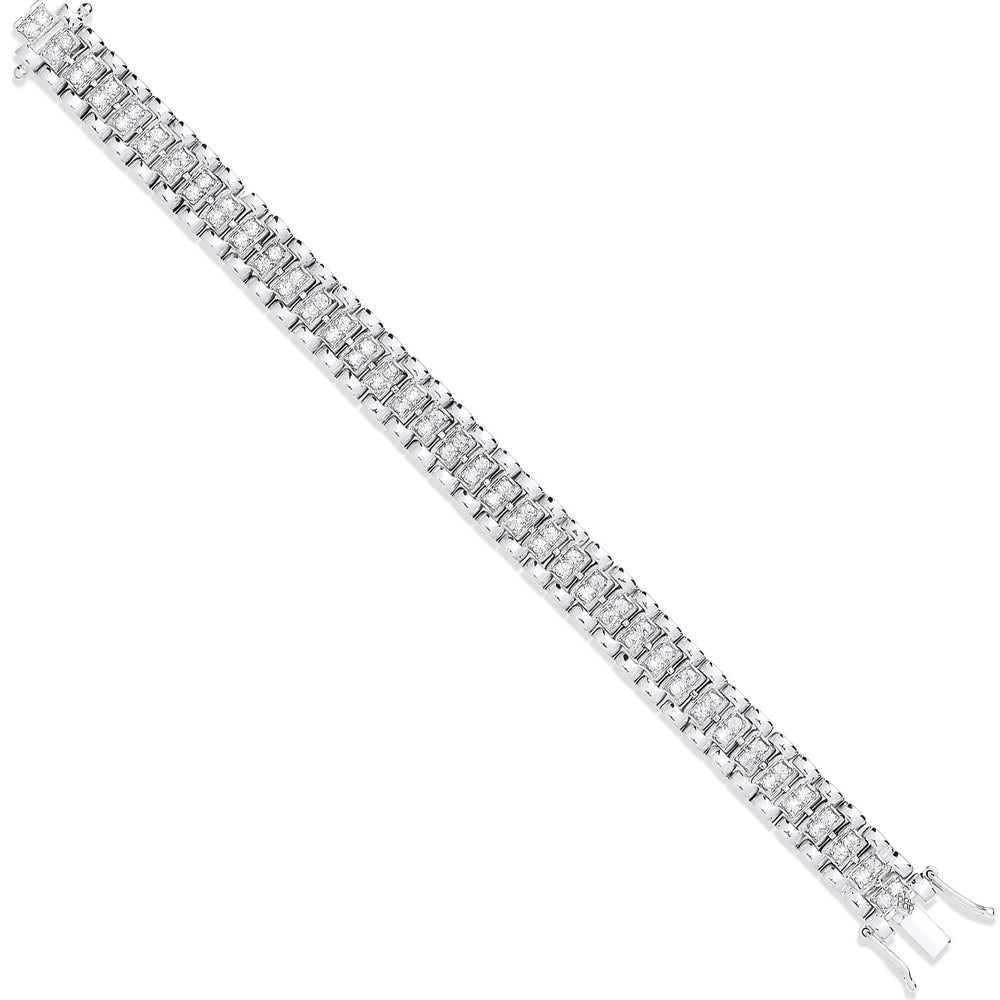 White Gold Fancy Link Cubic Zirconia Child/Ladies Bracelet