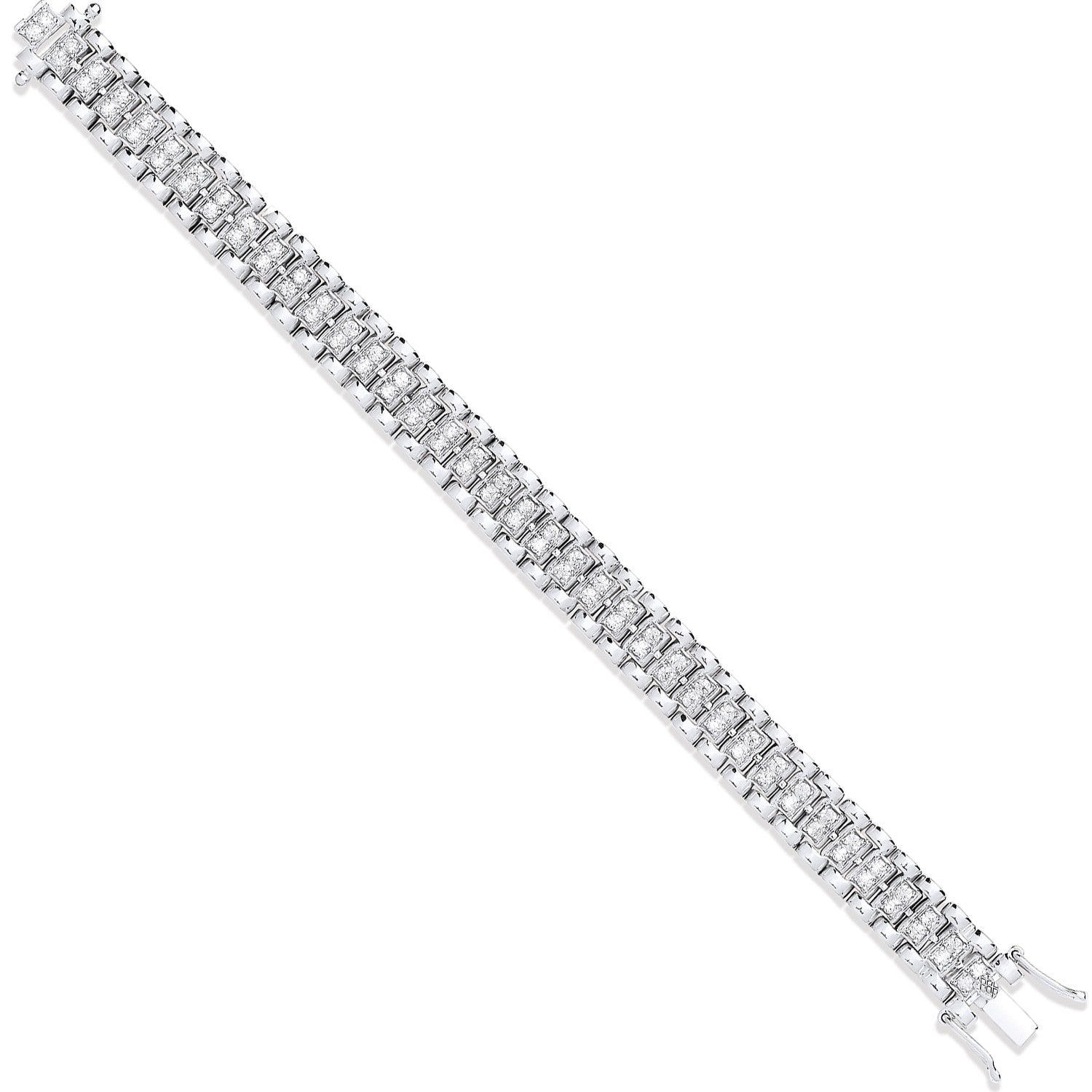 White Gold Fancy Link Cubic Zirconia Child/Ladies Bracelet