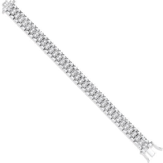 White Gold Fancy Link Cubic Zirconia Child/Ladies Bracelet