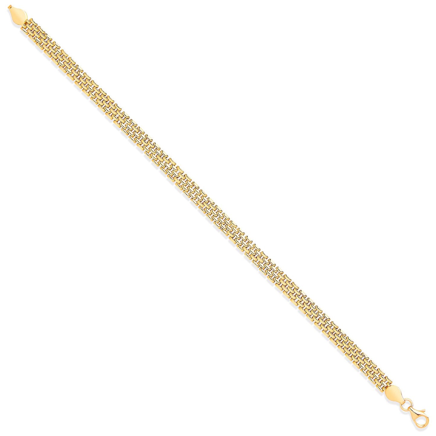Yellow Gold Panther Link 5 Row Ladies Bracelet
