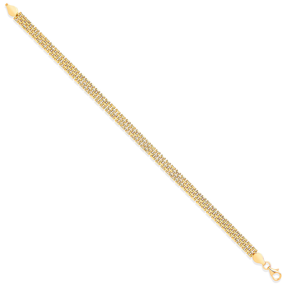 Yellow Gold Panther Link 5 Row Ladies Bracelet