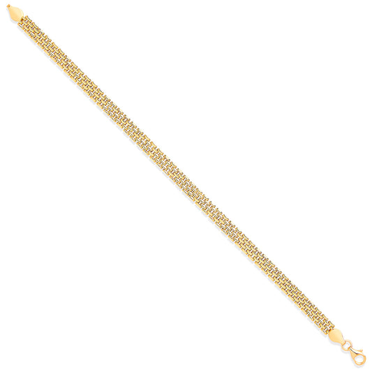 Yellow Gold Panther Link 5 Row Ladies Bracelet
