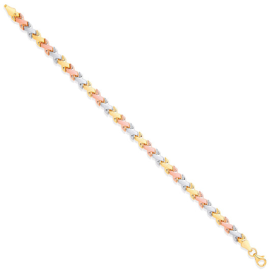 W, R & Yellow Gold Kisses Ladies Bracelet
