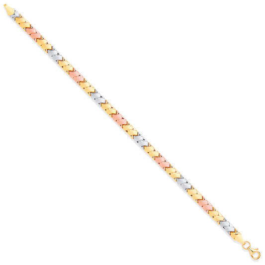 White, R & Yellow Gold Double Kisses Ladies Bracelet