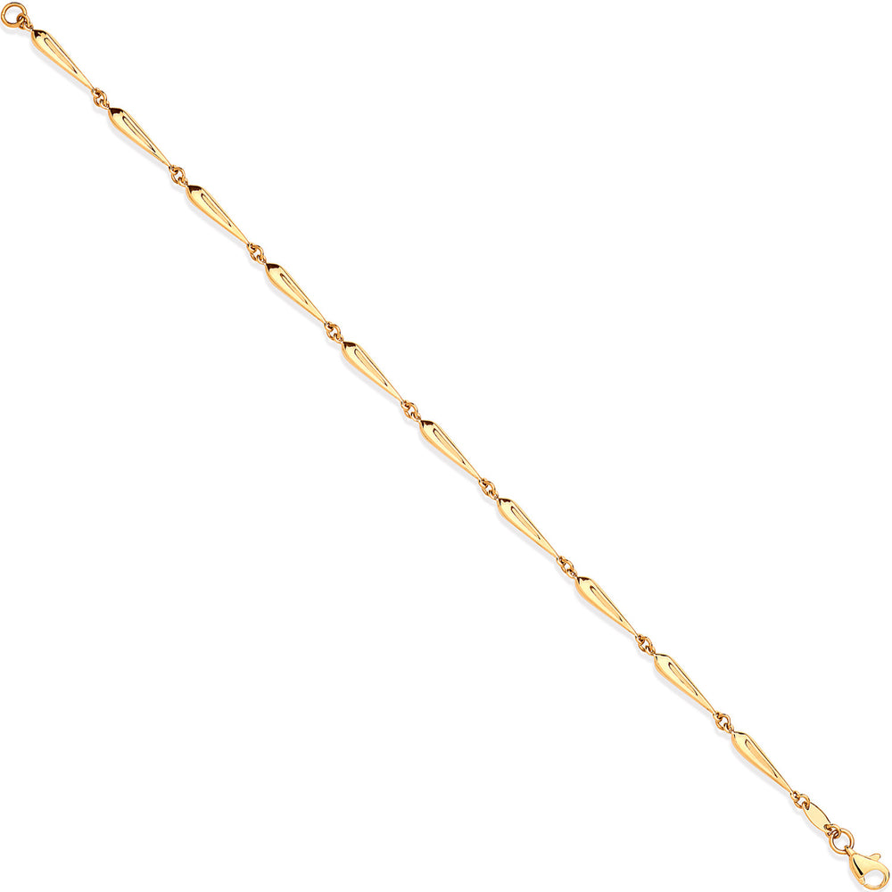Yellow Gold Elongated Teardrop Link Ladies Bracelet – product view