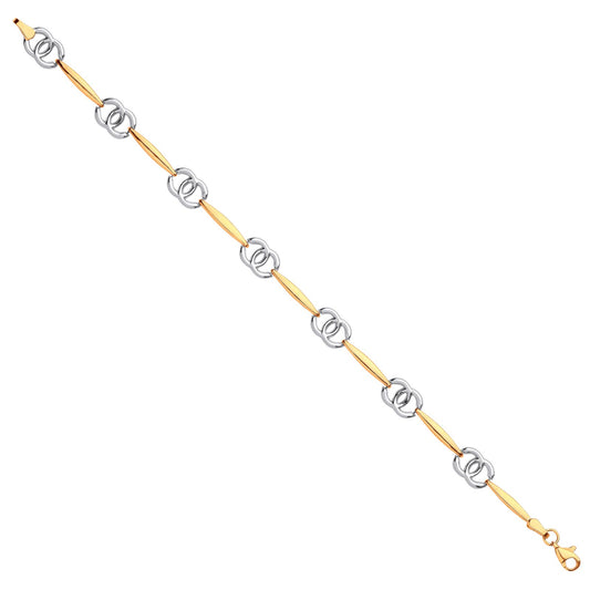 White & Yellow Gold Interlocking Circles Ladies Bracelet