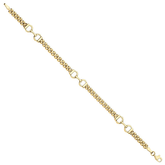 Yellow Gold Panther 3 Row Fancy Ladies Bracelet