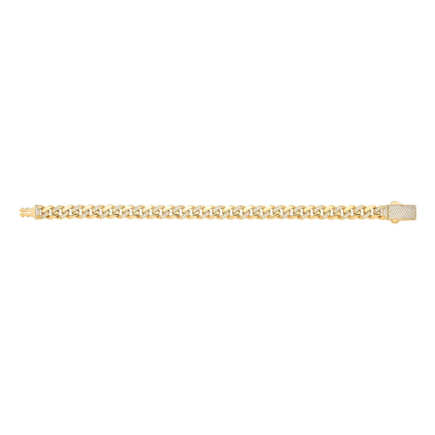 Yellow Gold Cubic Zirconia Curb 8mm Gents Bracelet