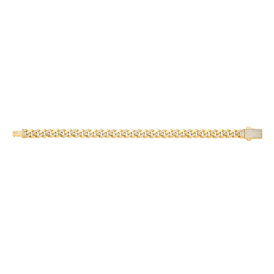 Yellow Gold Cubic Zirconia Curb 8mm Gents Bracelet
