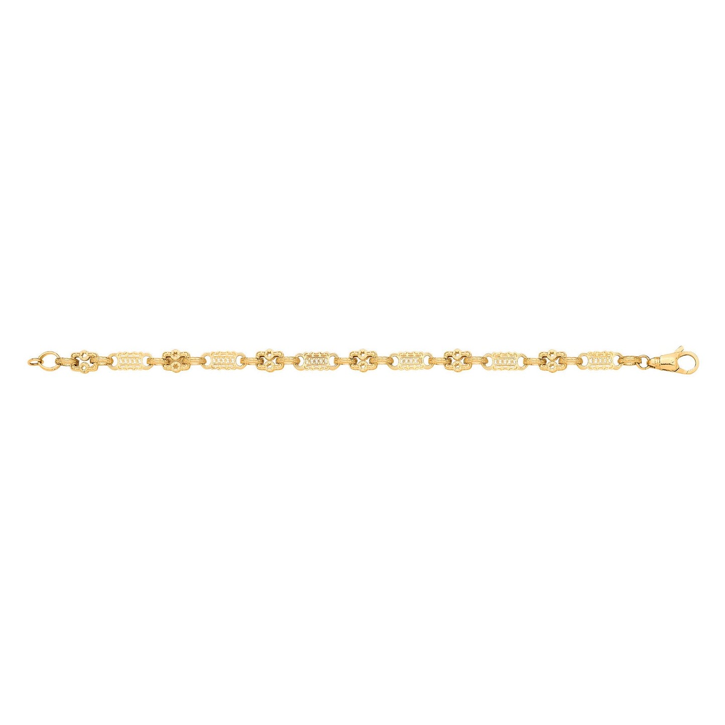 Yellow Gold Stars & Bars Ladies Bracelet