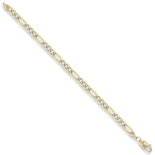 Yellow Gold Rhodium Plated 3.7mm Figaro Chain