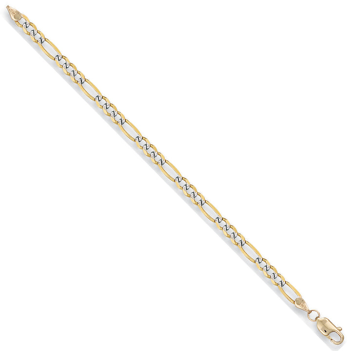 Yellow Gold Rhodium Plated 3.7mm Figaro Chain