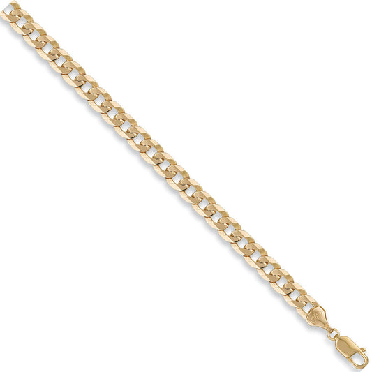Yellow Gold 7.4mm Flat Curb Chain