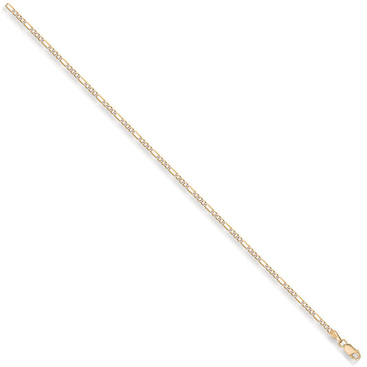 Yellow Gold Rhodium Plated 2.5mm Figaro Chain