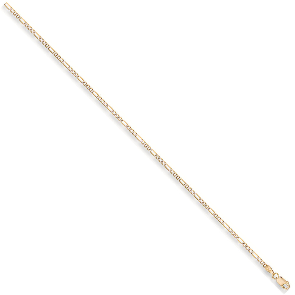 Yellow Gold Rhodium Plated 2.5mm Figaro Chain