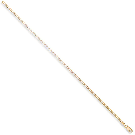 Yellow Gold Rhodium Plated 2.5mm Figaro Chain