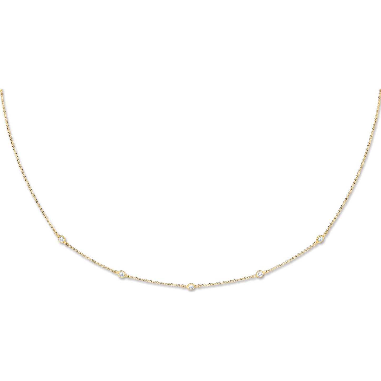 Yellow Gold Cubic Zirconia By The Yard Cubic Zirconia Bracelet & Necklace (07", 18" & 36")