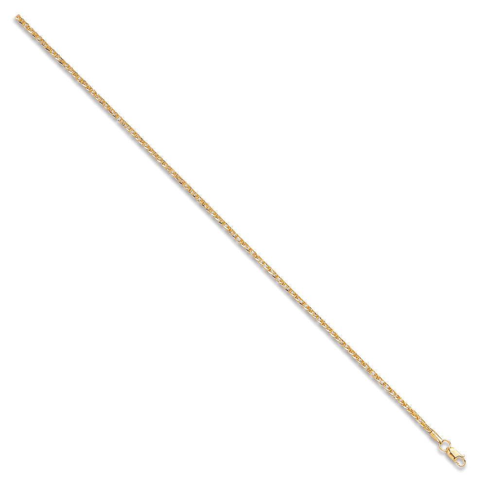 Yellow Gold 2.0mm Hollow Square Spiga Chain/Bracelet