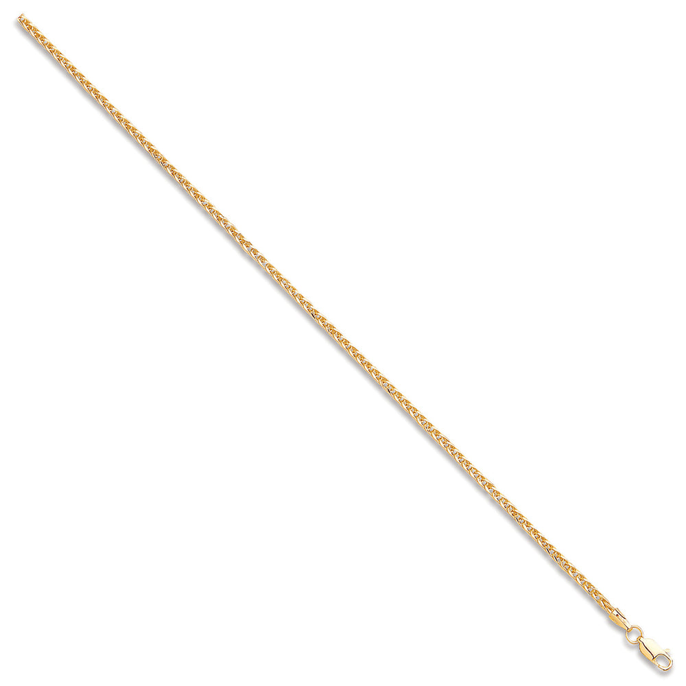 Yellow Gold 2.4mm Hollow Square Spiga Chain/Bracelet