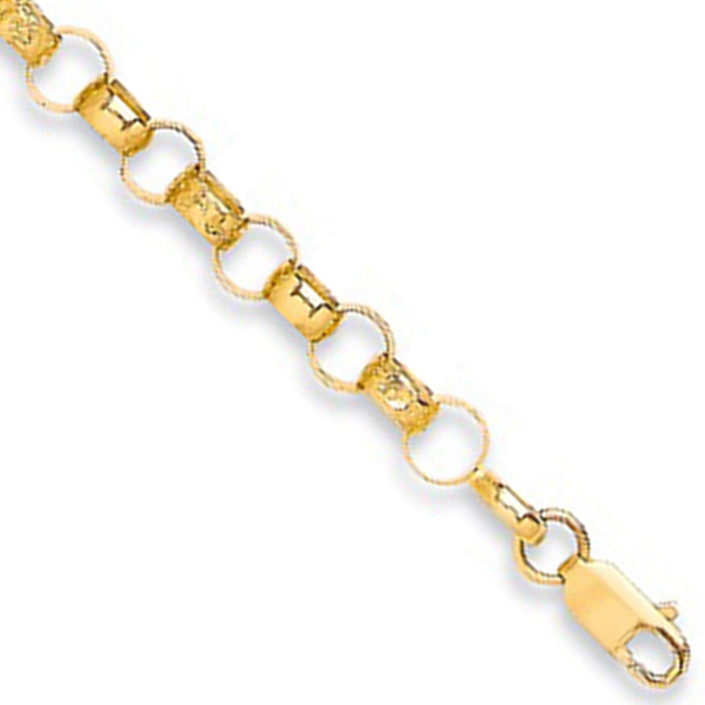 Yellow Gold Plain & Engraved 7mm Round Belcher Chain