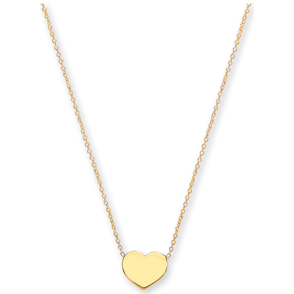Yellow Gold Rolo Chain with Heart, 18" Necklace