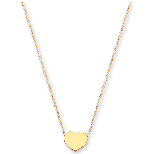 Yellow Gold Rolo Chain with Heart, 18" Necklace