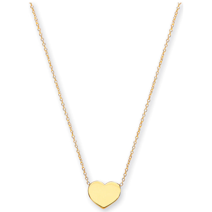 Yellow Gold Rolo Chain with Heart, 18" Necklace