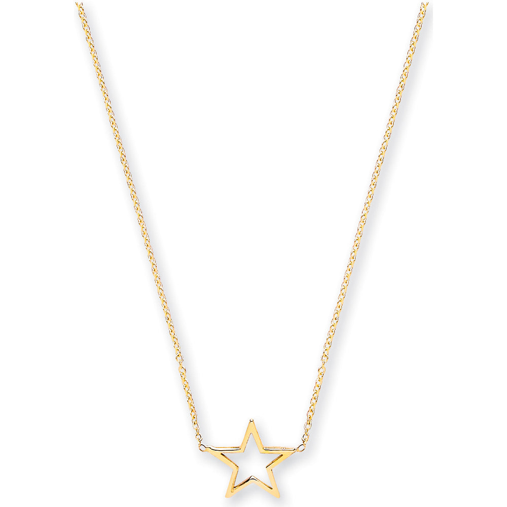 Yellow Gold Rolo Chain with Star Adjustable from 18" to 16"/17" – product view