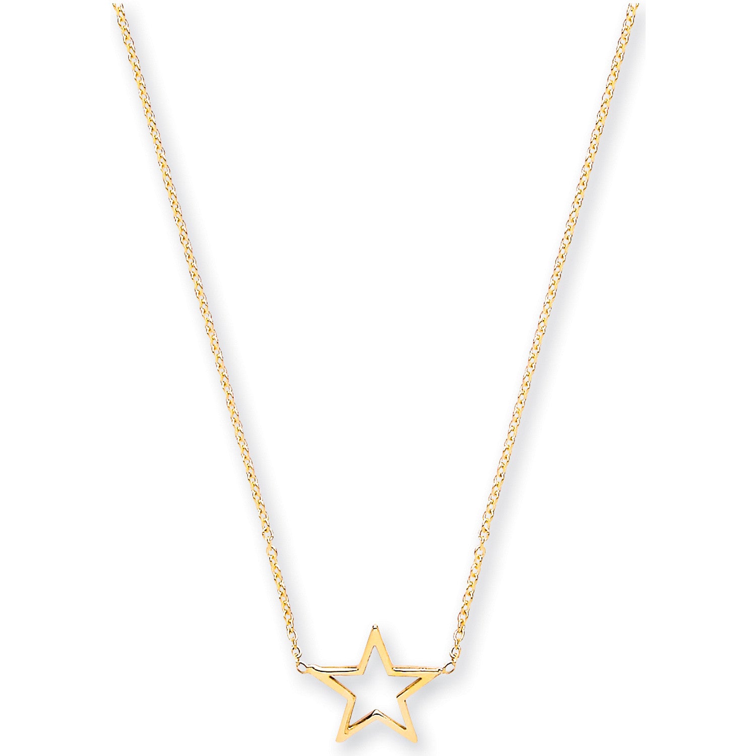 Yellow Gold Rolo Chain with Star Adjustable from 18" to 16"/17"