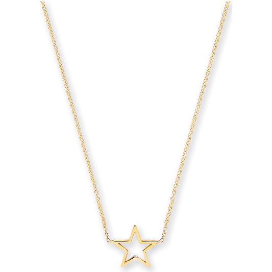 Yellow Gold Rolo Chain with Star Adjustable from 18" to 16"/17"