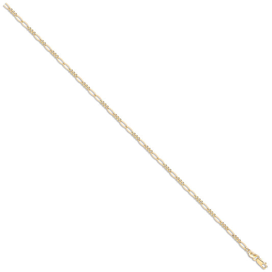 Yellow Gold 2.2mm Hollow Figaro Chain