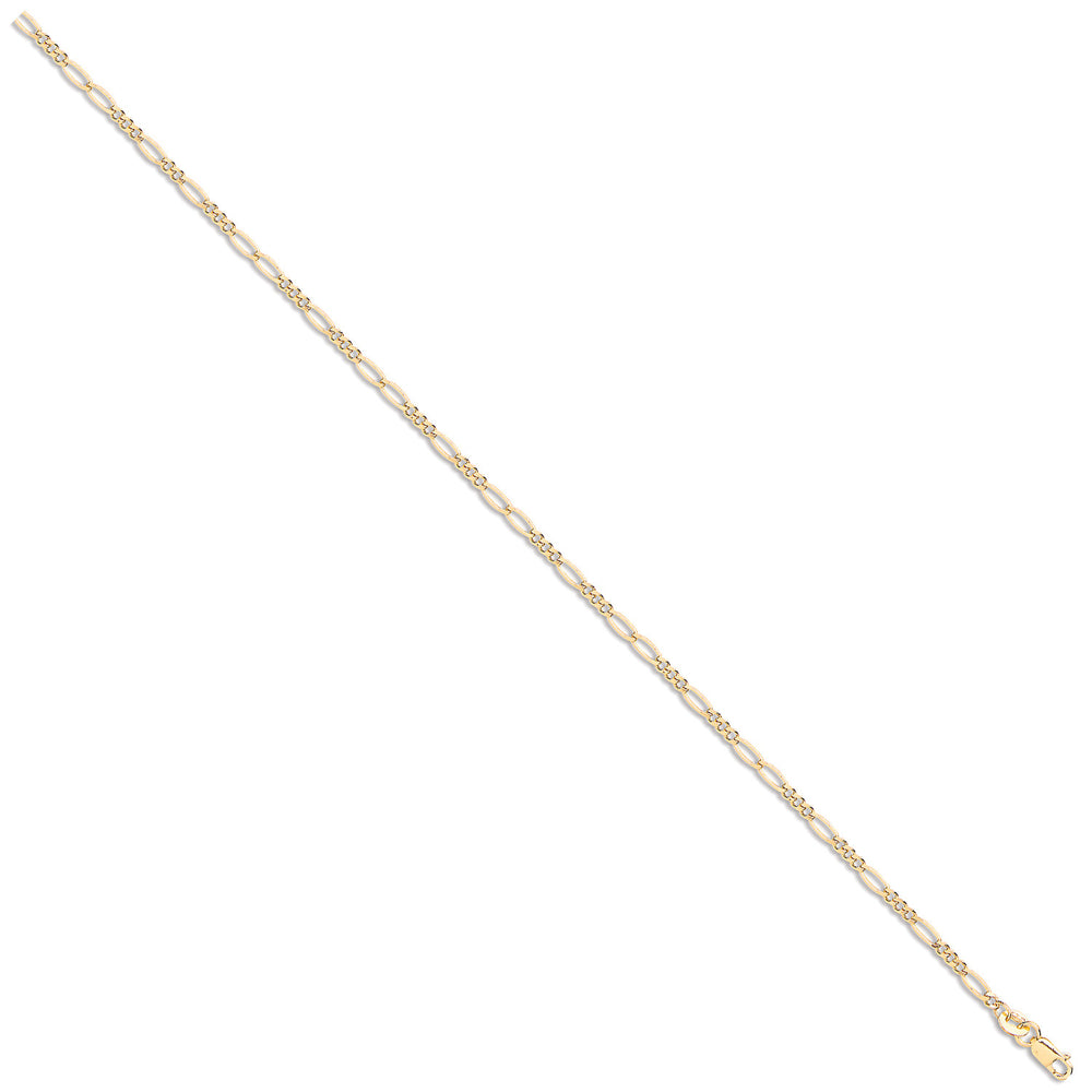 Yellow Gold 2.2mm Hollow Figaro Chain
