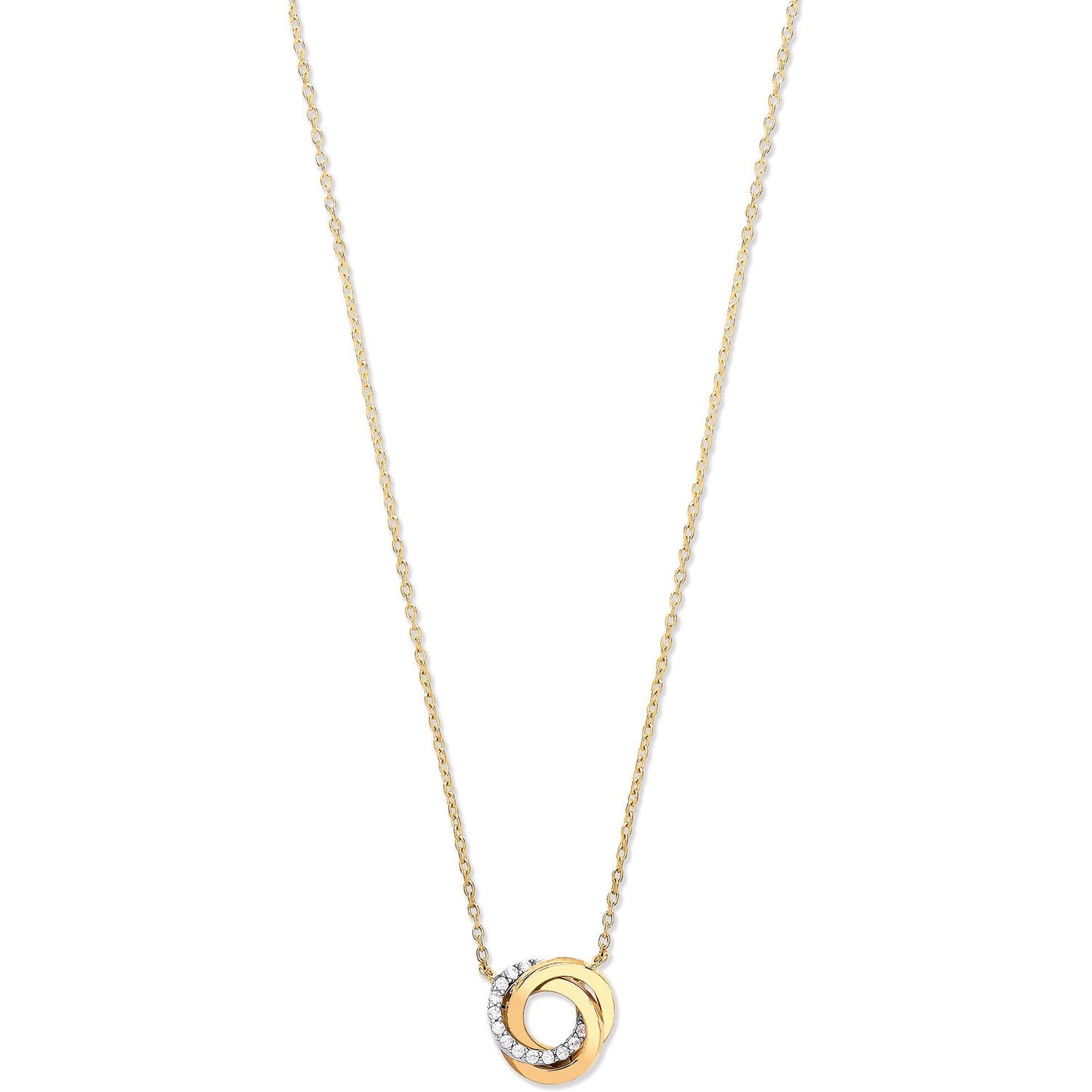 Y, White & Rose Gold Entwined 3 Rings Cubic Zirconia Necklace
