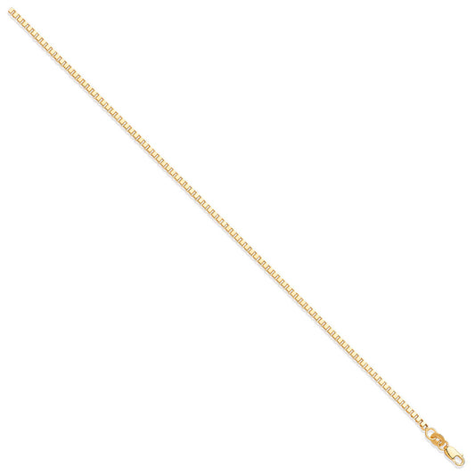 Yellow Gold 2.1mm Hollow Square Cut Box Chain